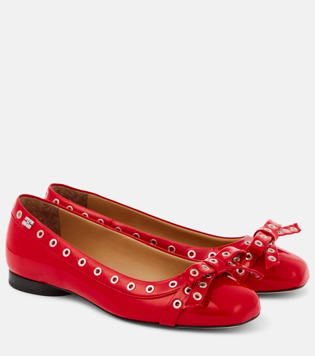 Балетки из искусственной кожи с бантом Ganni, Racing Red