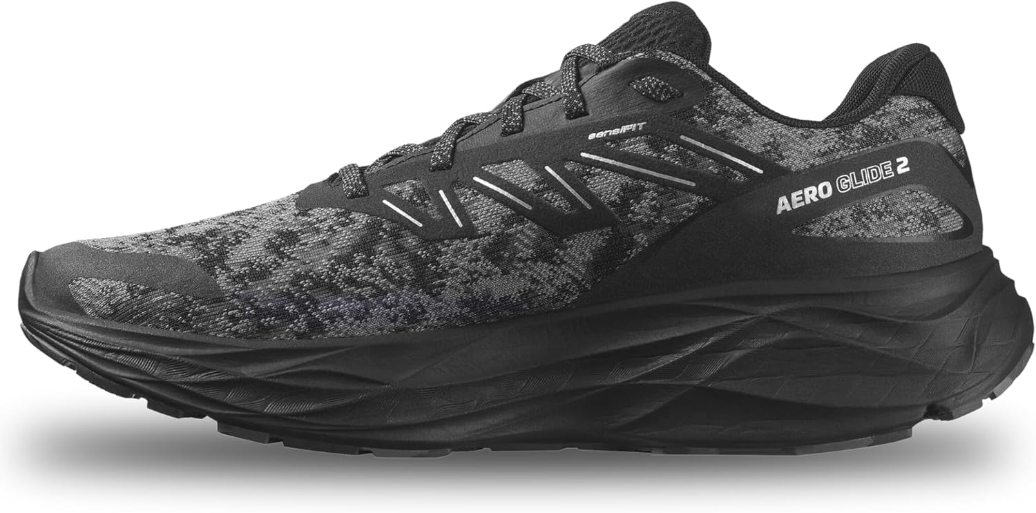 Мужские современные кроссовки Salomon AERO Glide, цвет: черный/сплав/коралловое золото, Black — фото 3