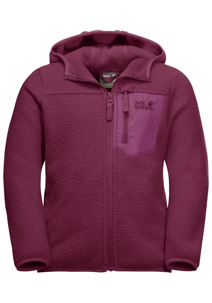 

Флисовая куртка Jack Wolfskin с капюшоном "ICE CURL HOOD JACKET K", с капюшоном, красный