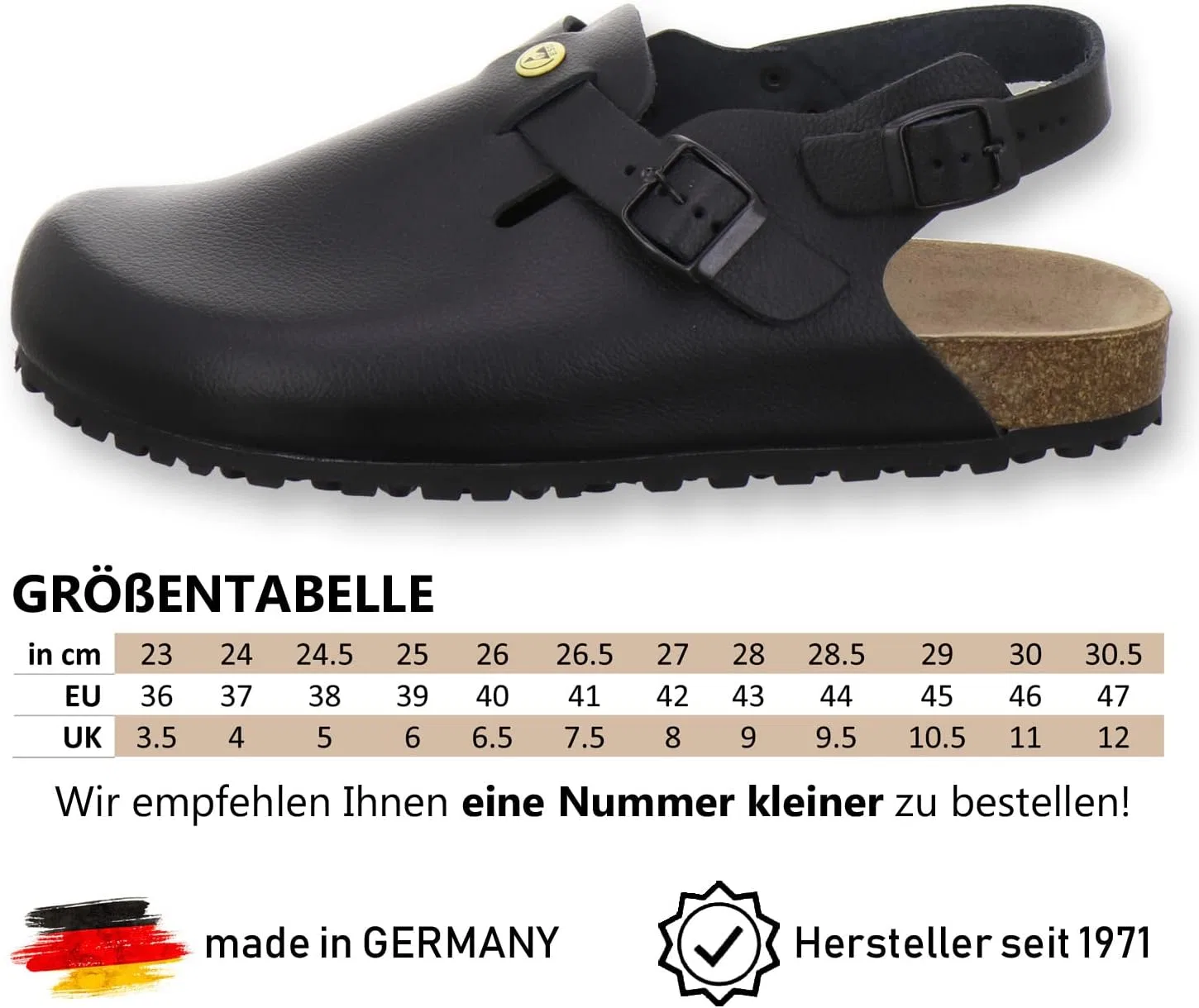 Рабочая обувь AFS-Schuhe 31940 для мужчин и женщин, антистатическая, кожаная рабочая обувь, обувь для ухода за больными, лабораторная обувь, Black — фото 3