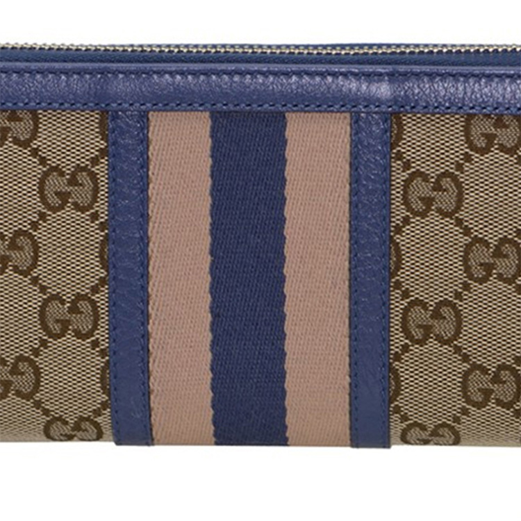 GUCCI Женский синий кошелек из кожи с канвасом — фото 3