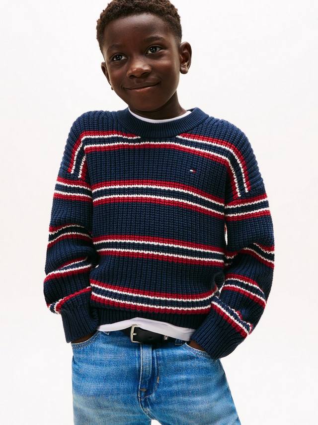 

Детский джемпер из хлопковой смеси в полоску Tommy Hilfiger, Navy/Multi