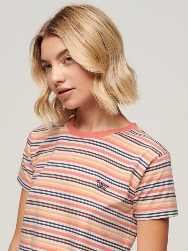 Футболка Essential Logo с полосками приталенного кроя Superdry, Sunset Coral Stripe — фото 3