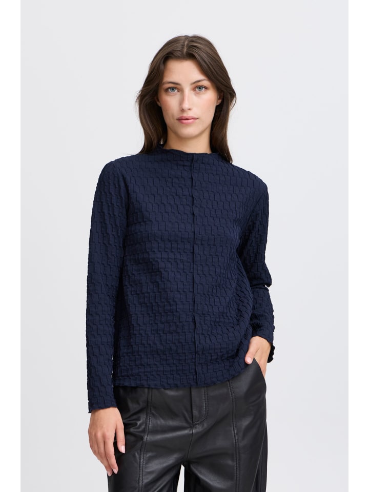 

Лонгслив b.young Shirttop BYFRAI BLOUSE - 20815600 modisches Blusenshirt, цвет Crinkle-OptikBlau