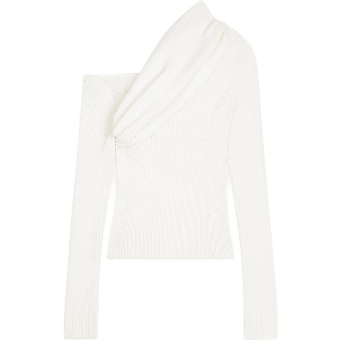 

Топ Courrèges с асимметричным плечом и вязаным узором COURREGES, белый