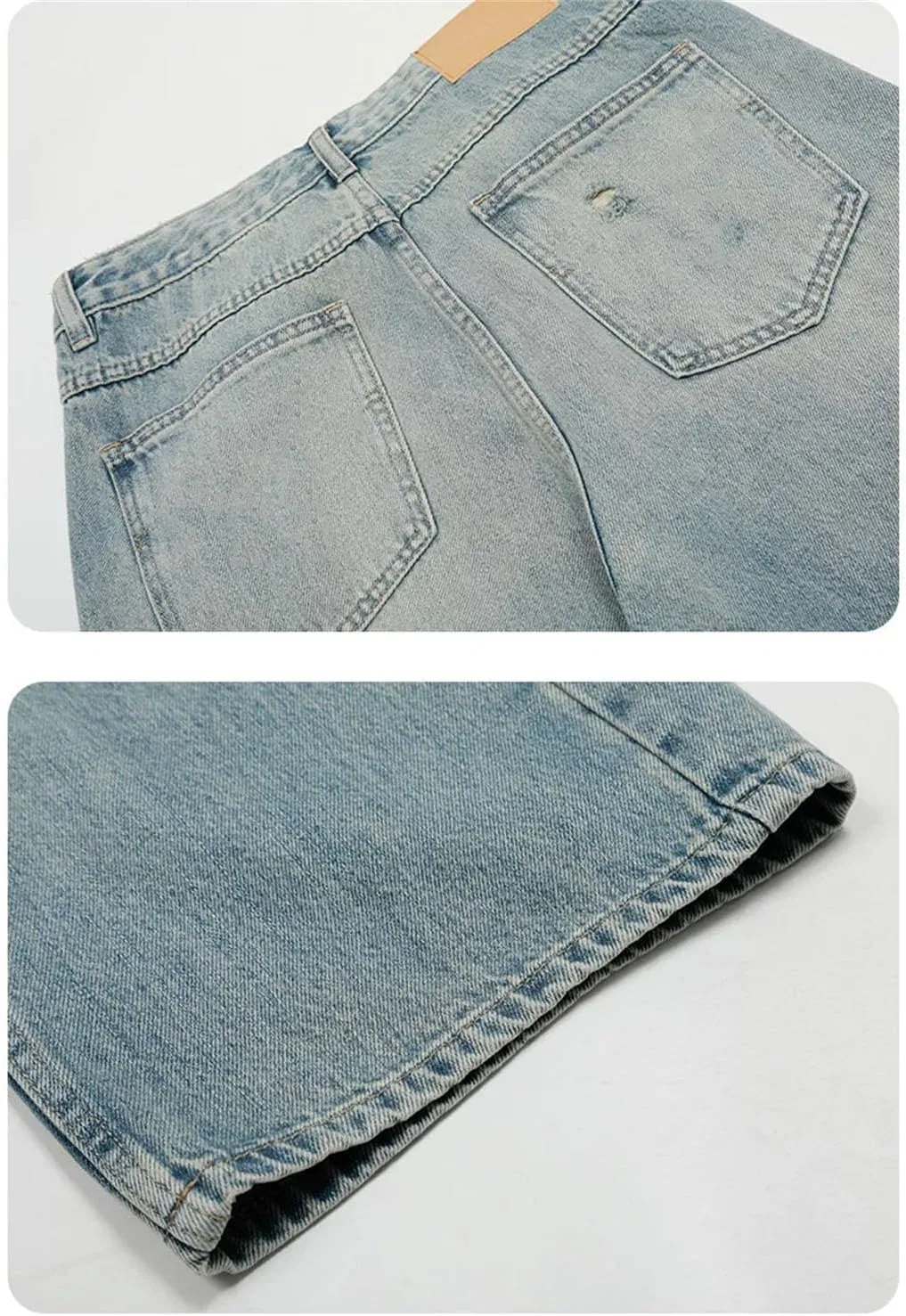 Джинсы свободные Men's Jeans Washing Baggy Wide Leg Denim Pants Straight Bottom, синие — фото 4