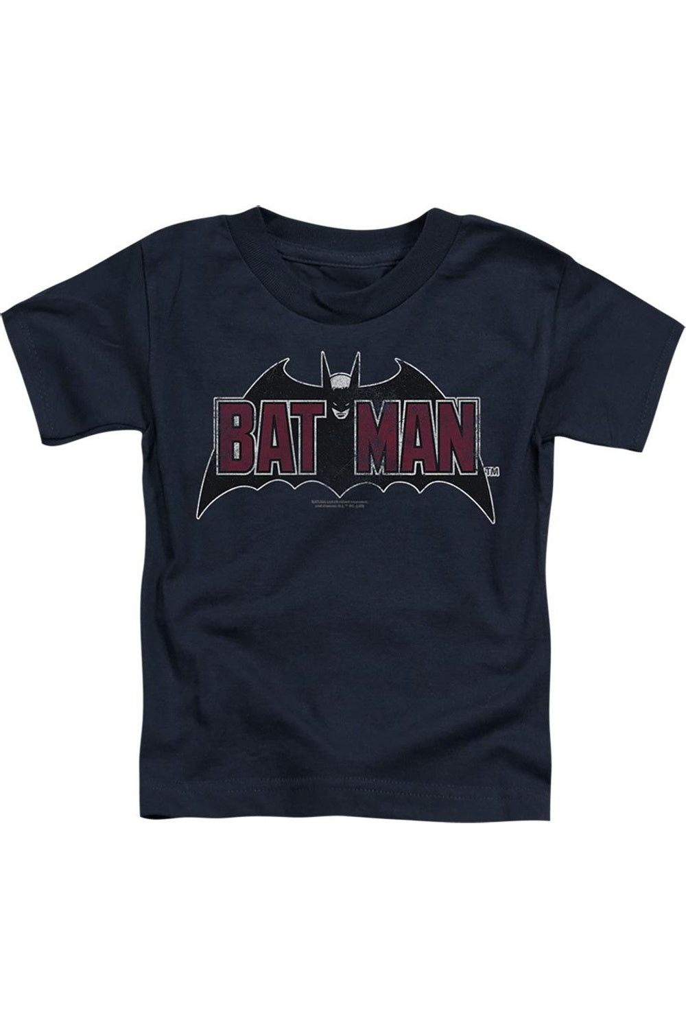 

Футболка с коротким рукавом для малышей Batman с винтажным логотипом летучей мыши на темно-синем фоне Gildan