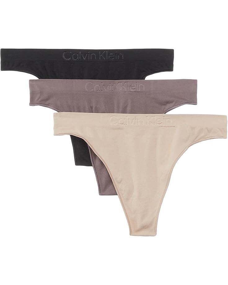 

Стринги Calvin Klein Bonded Flex Seamless Mid-Rise Thong 3-Pack, цвет Black/Cedar/Sparrow