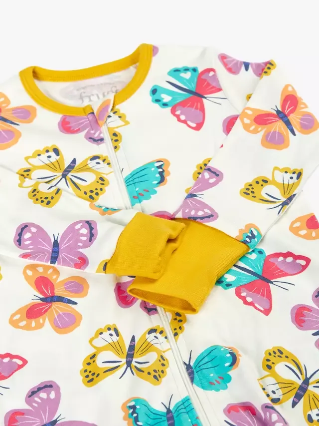 Детский комбинезон Zelah на молнии, белый, модель Flutterby Frugi — фото 2