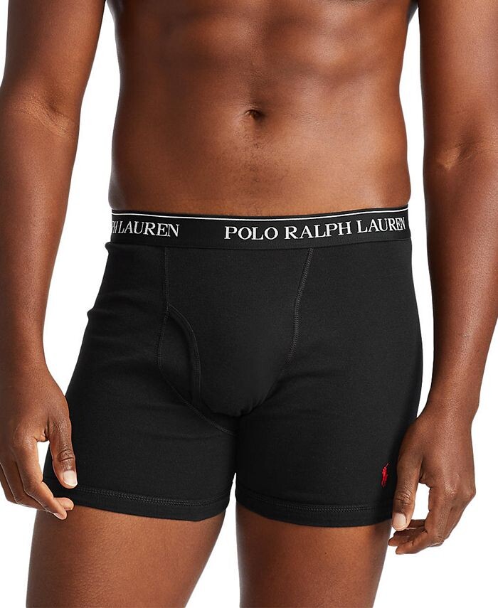 Мужской комплект из 3 штук. Классические хлопковые трусы-боксеры Polo Ralph Lauren, черный — фото 2