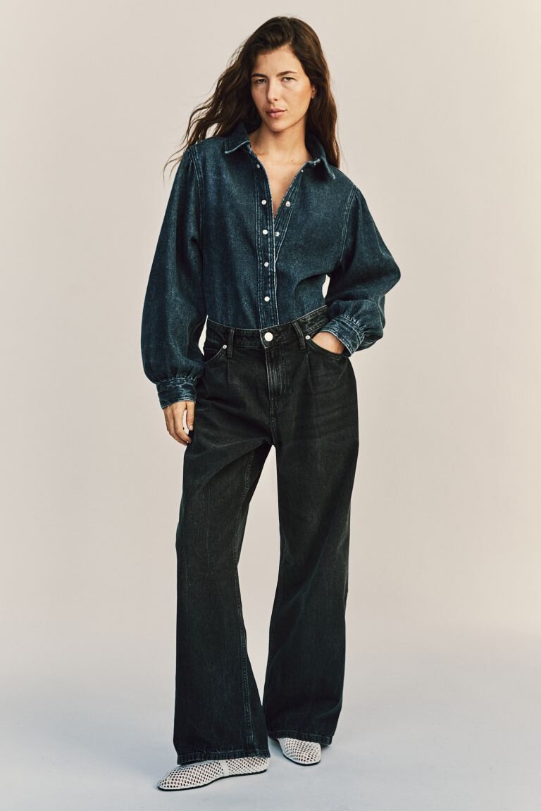 

Широкие джинсовые брюки H&M, черный