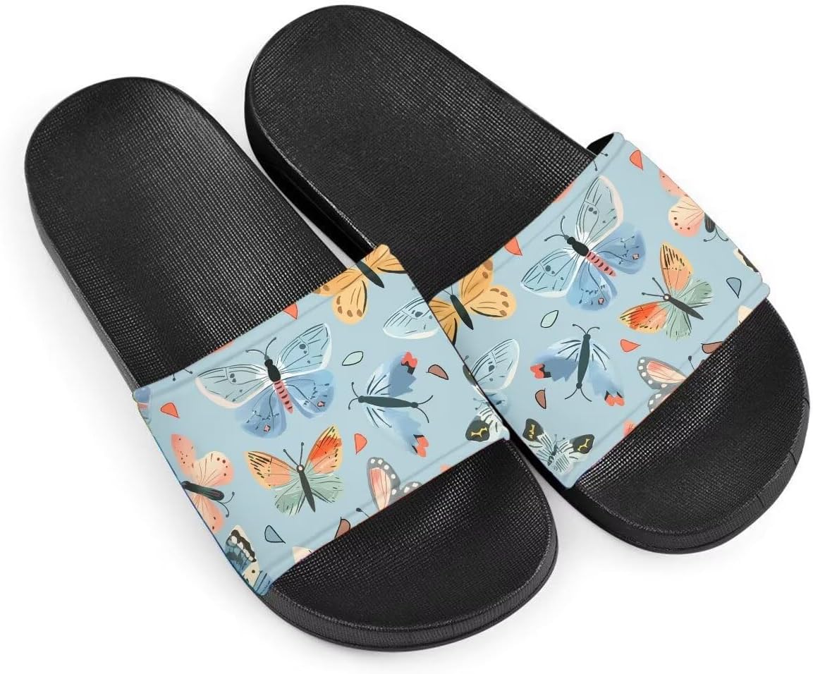 

Женские сандалии Удобные легкие летние сандалии Нескользящие шлепанцы с узором бабочки Для пляжа, отеля, дома и улицы Getelinseng, Colorful Butterfly Cute