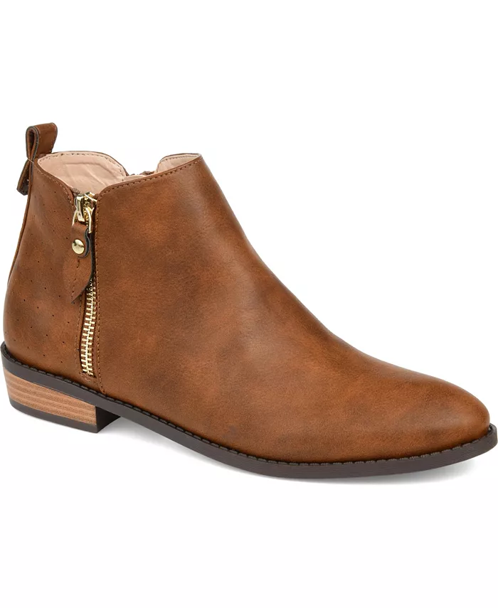 Женские ботинки Ellis с боковой молнией Journee Collection, коричневый