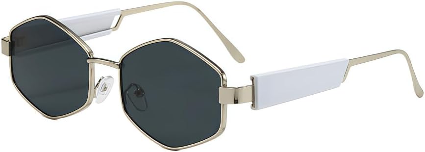 

Винтажные шестиугольные солнцезащитные очки для женщин и мужчин – модные ретро-очки в стиле ретро с геометрическим узором и золотой металлической оправой MAZNVISO, Black+white