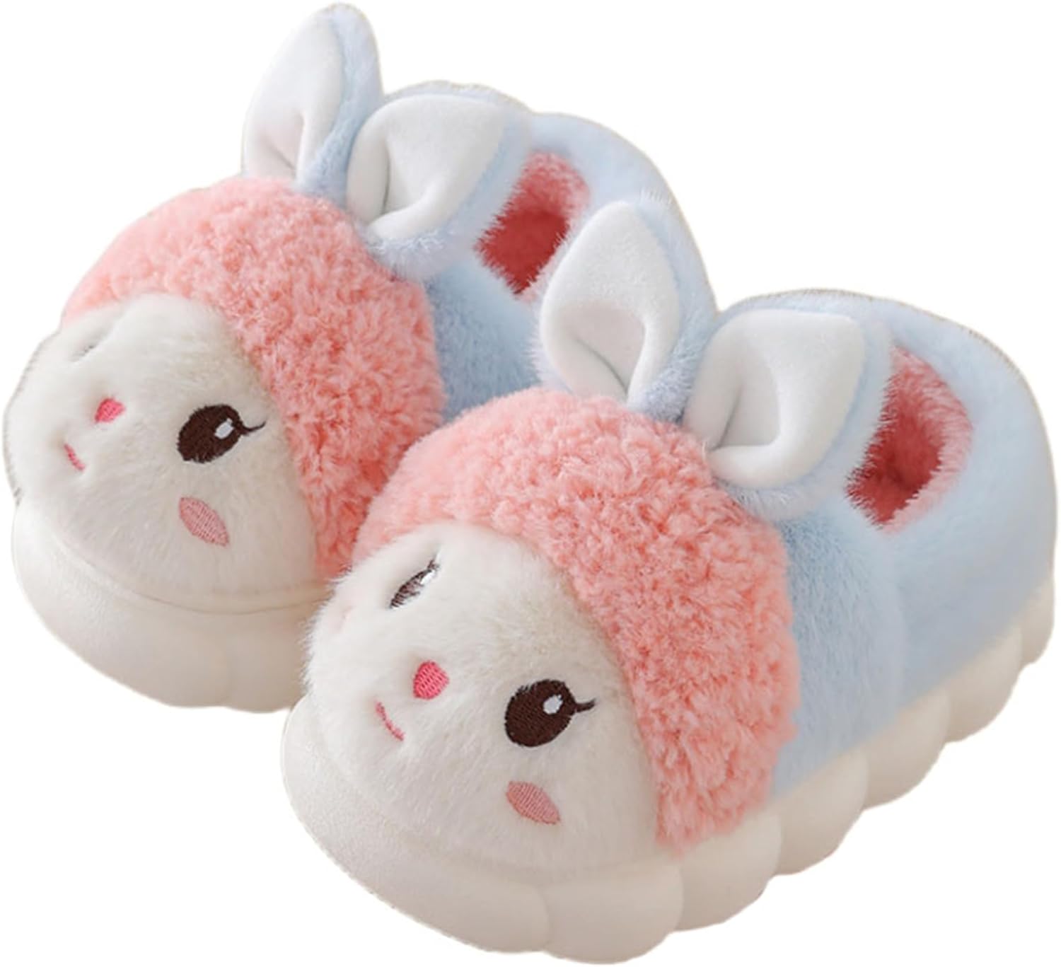 

CZQAGCL Тапочки с животными для женщин Милые тапочки с кроликами Мягкие теплые зимние домашние плюшевые хлопковые тапочки Хлопковая обувь, розовый