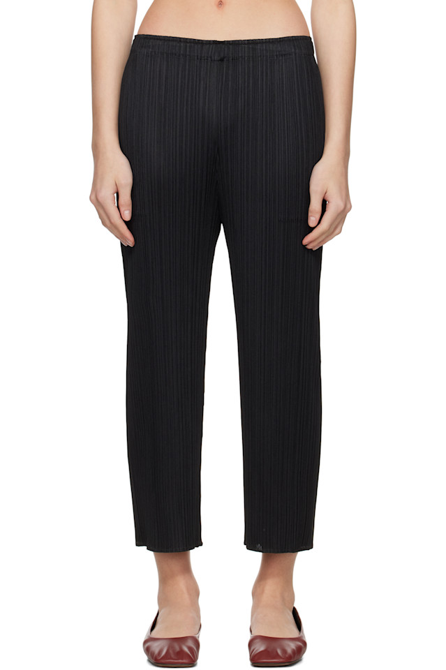 

Ежемесячные цвета апрельские брюки Pleats Please Issey Miyake, черный