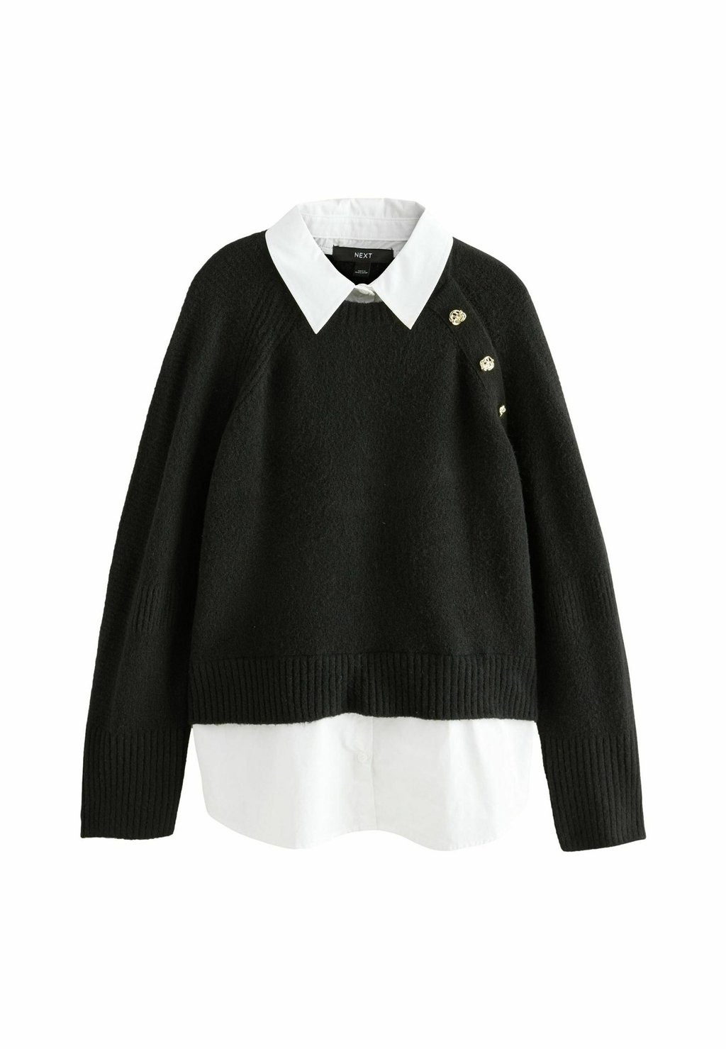 

Свитер LAYERED COLLARED DETAILED BUTTON Next, черный