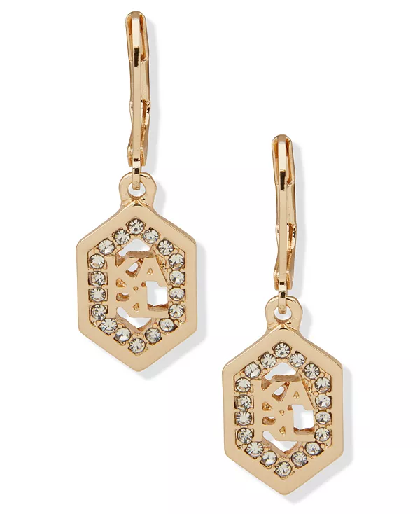 

Серьги-Подвески с логотипом из стекла и камня Karl Lagerfeld Paris, gold