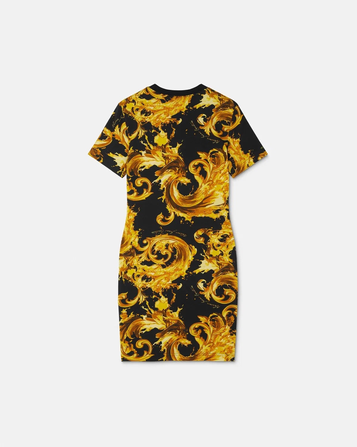 Хлопковое трикотажное миди-платье с принтом VERSACE, черный — фото 3