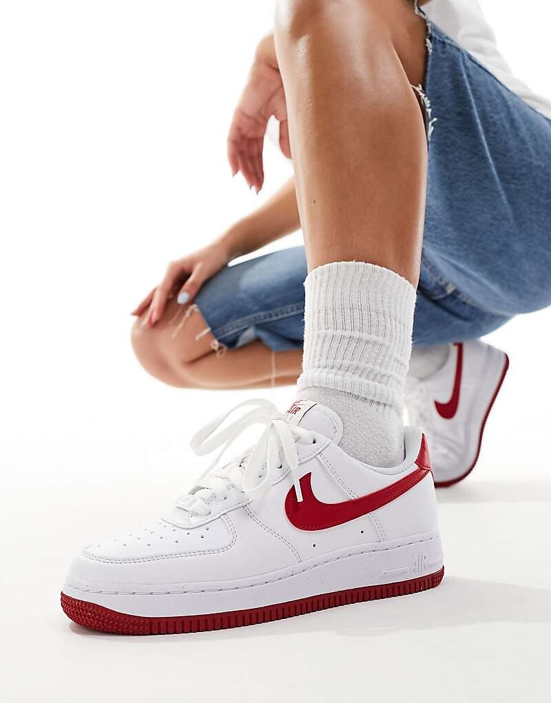 

Бело-красные кроссовки Nike Air Force 1, Красный, Бело-красные кроссовки Nike Air Force 1