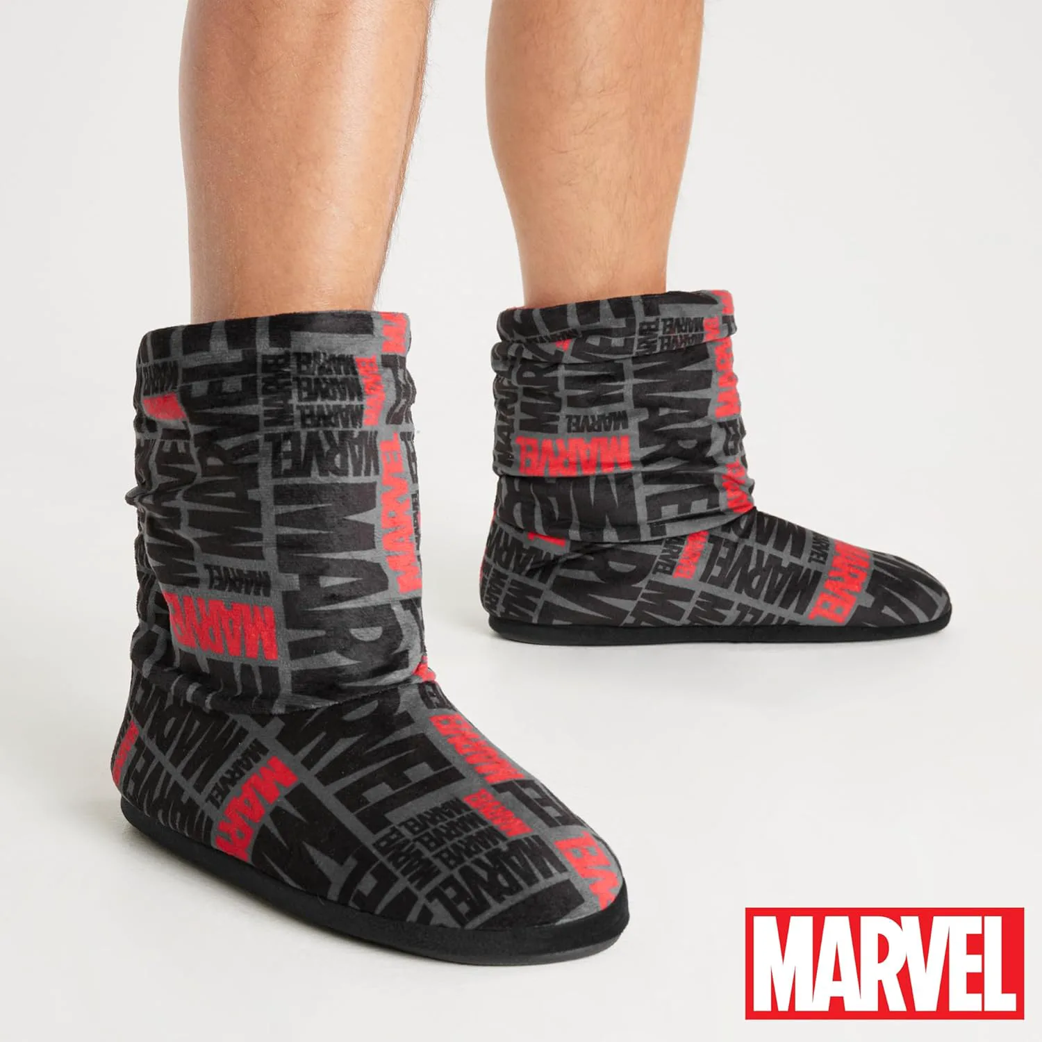 Мужские тапочки Marvel, плюшевые домашние теплые сапожки, размер 5-10 для подростков и мужчин, с нескользящей подошвой - подарок для него, серый — фото 4