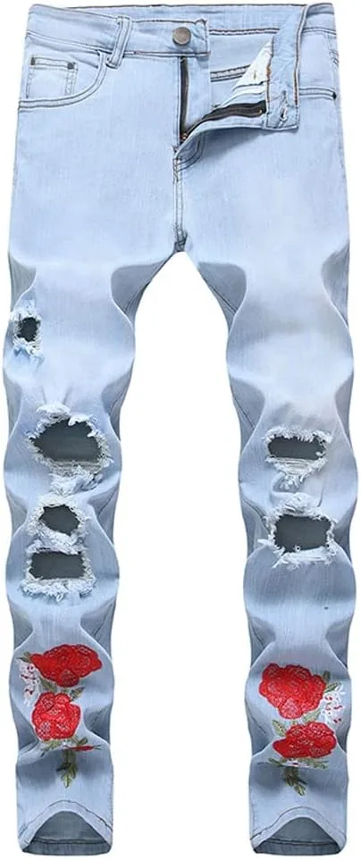 

Мужские джинсы Casual Ripped Straight Leg SIDUFHAOPKLL