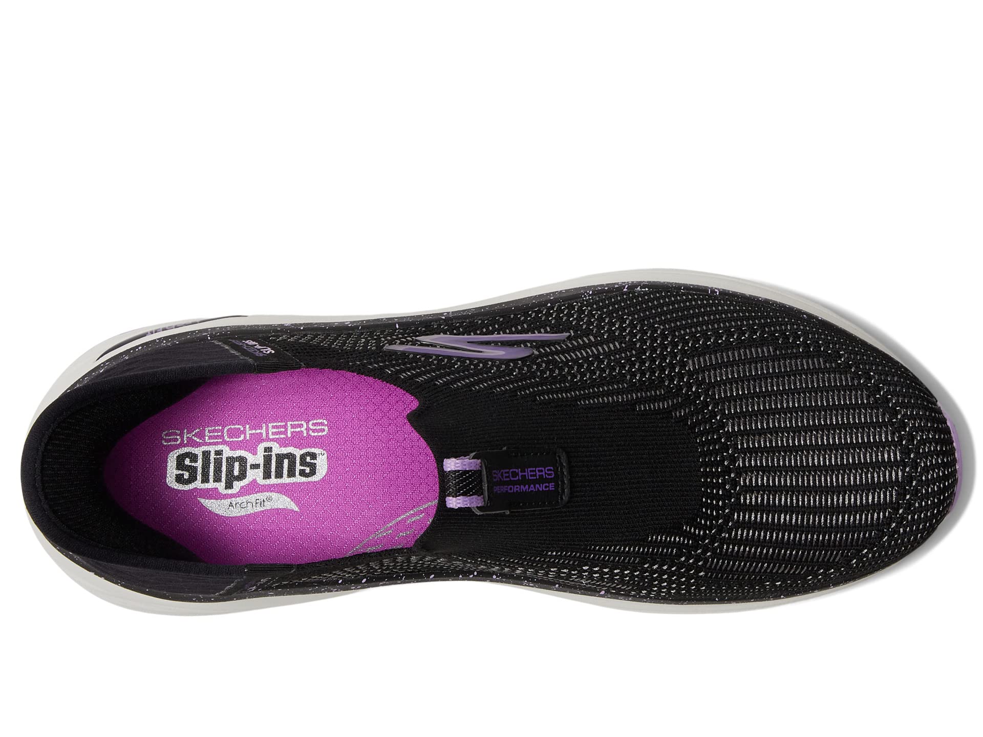 Кроссовки SKECHERS Max Cushioning Arch Fit Fluidity Hands Free Slip-Ins, Black/Purple — фото 2