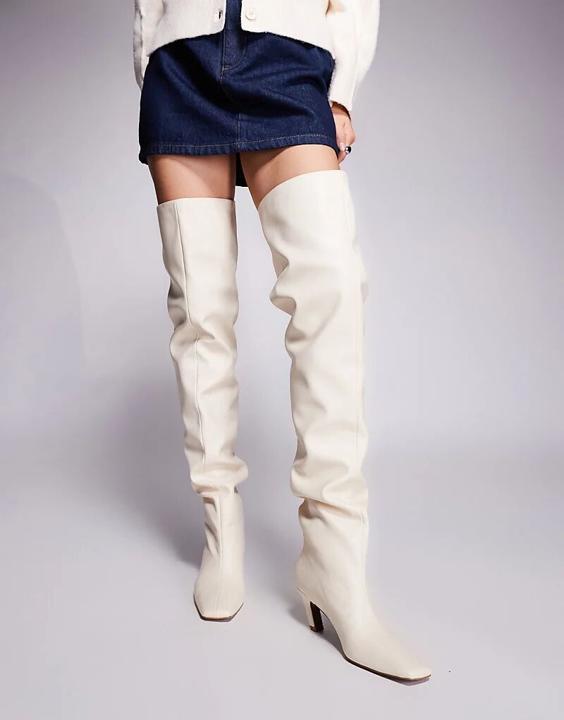 Сапоги Kayla с открытым носком и широкими резинками ASOS DESIGN цвета пахты