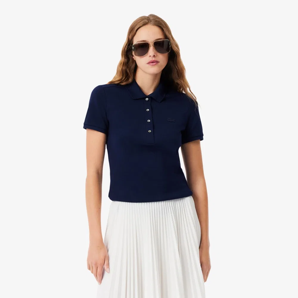 Футболка поло Lacoste облегающая, тёмно-синяя