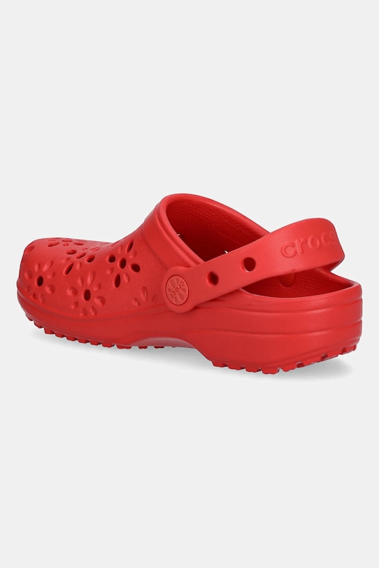 Классические детские сабо с цветочным принтом и ажурными вырезами Crocs, красный — фото 3