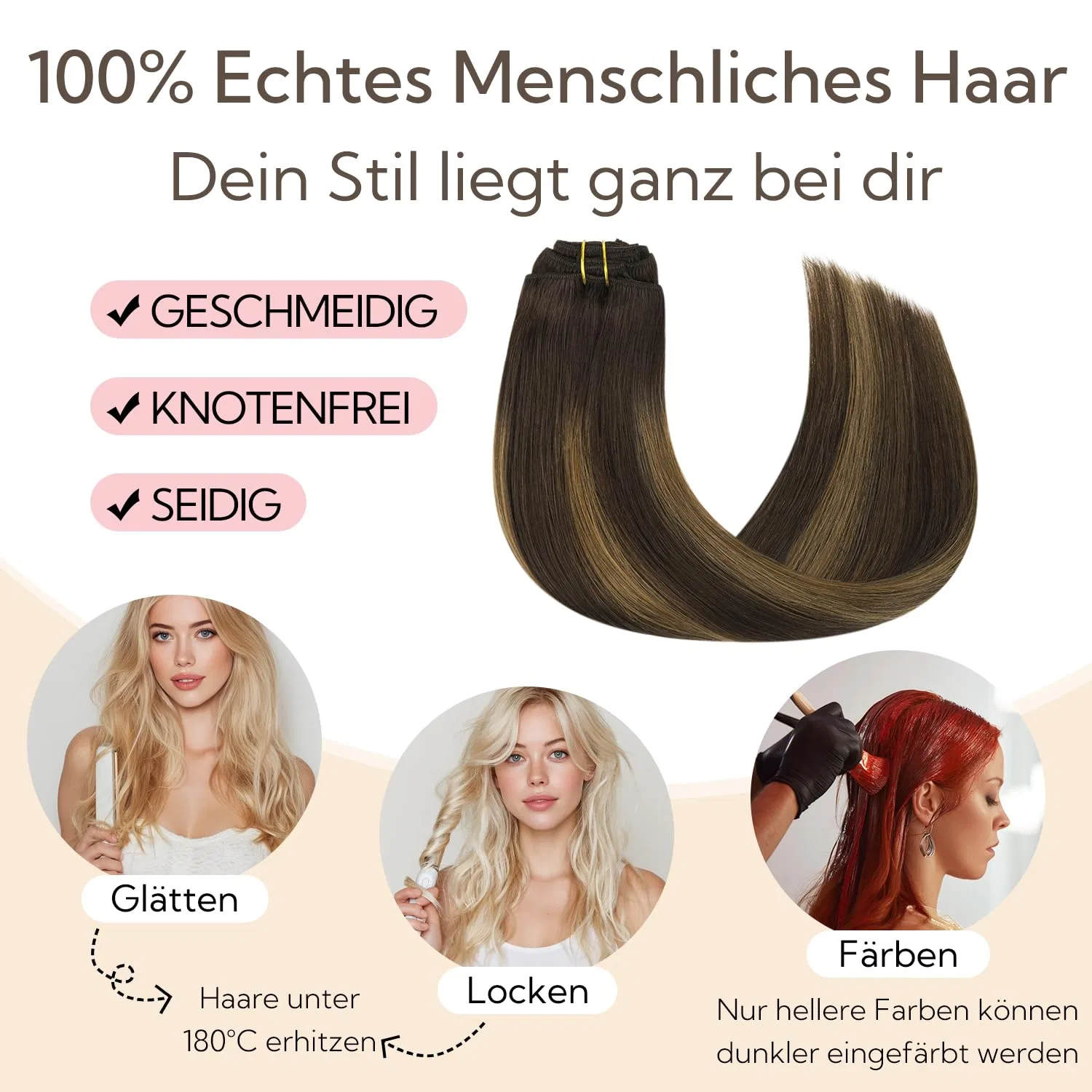Накладные пряди для волос «Balayage Dark Brown to Chestnut Brown» от hotbanana Hotbanana — фото 4
