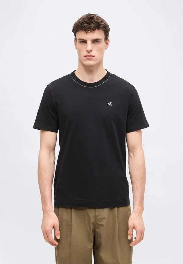 Базовая футболка из коллекции contrast sched ringer crew с контрастной строчкой Calvin Klein, Black — фото 3