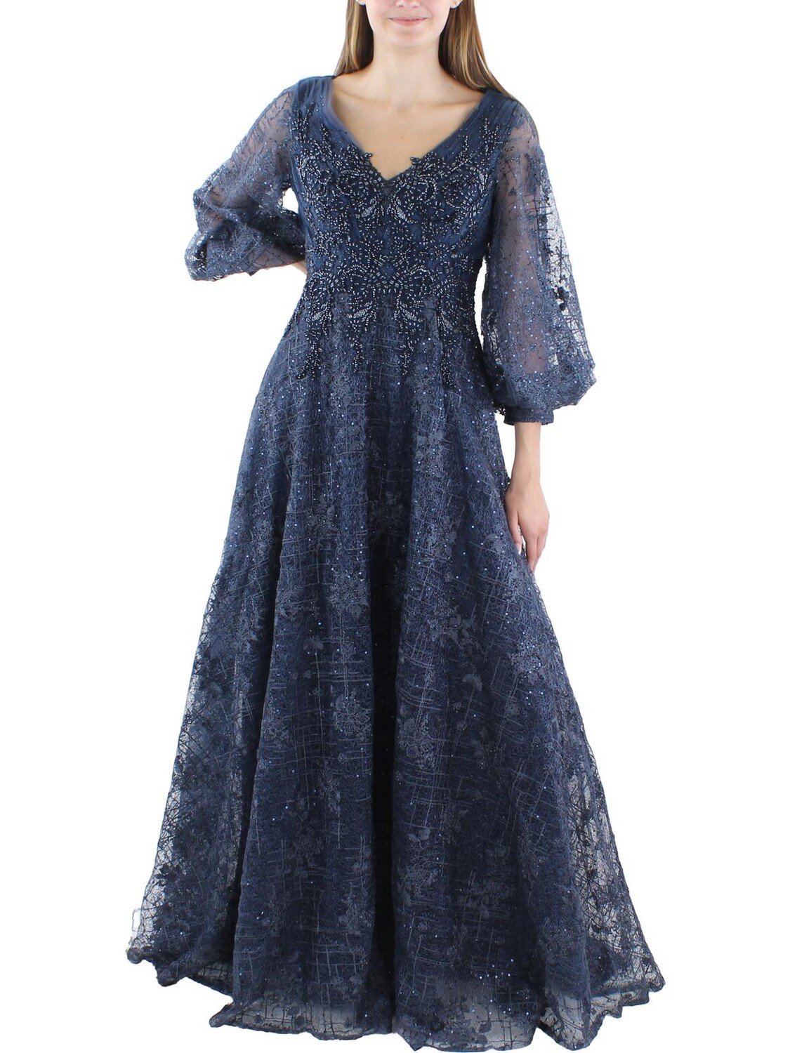 

Женское кружевное вечернее платье с украшением Mac Duggal, цвет Midnight