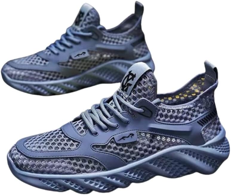 

Мужские летние спортивные сандалии из сетки - дышащие обувь с отверстиями для улицы, мягкая подошва, повседневная модная обувь для пляжа, прогулок и походов Clolinde, синий