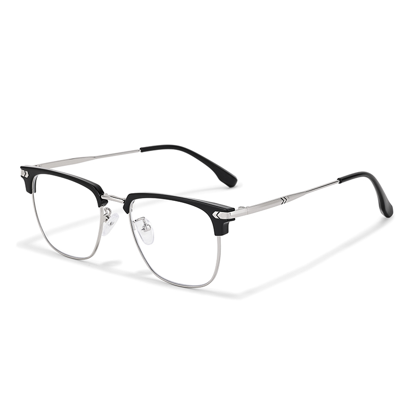 

Sagawa Квадратные очки унисекс, Black silver - with 0 degree blue light blocking lenses