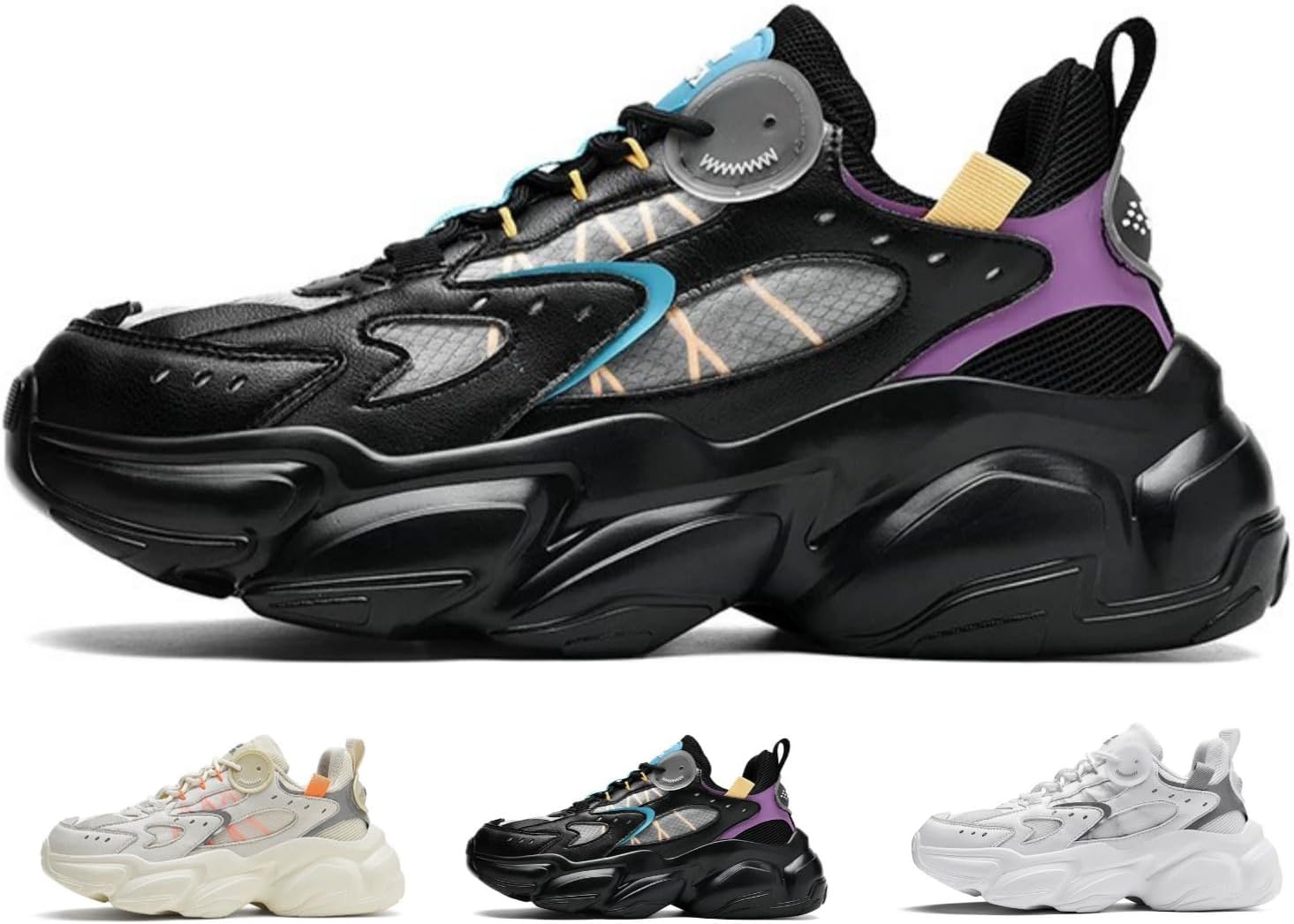 

MACEFIL Стильные модные кроссовки для мужчин и женщин, трендовые массивные платформы, дышащие повседневные спортивные кроссовки для уличного стиля, черный