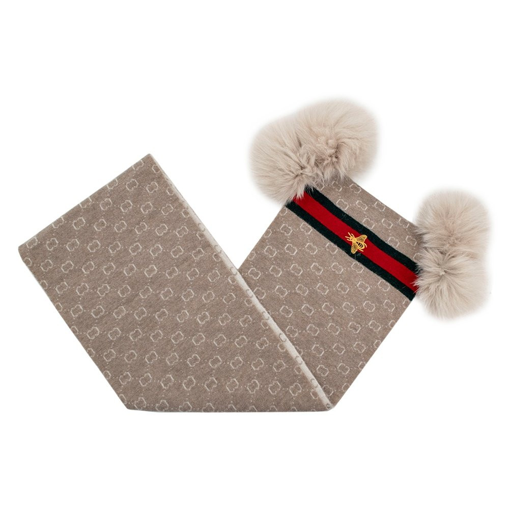 

Шарф Peter Glenn Chain Bee с помпоном из натурального меха (женский), Beige/Fox Fur