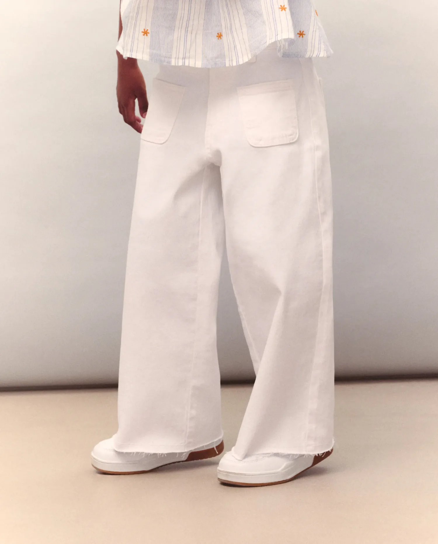 Детские брюки из саржи широкие Kids El Corte Inglés, Blanco Roto — фото 2