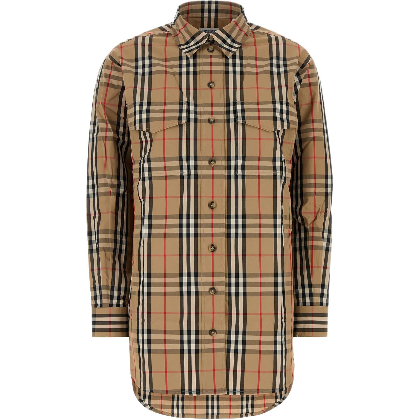 

Рубашка с длинным рукавом в клетку Burberry, коричневый