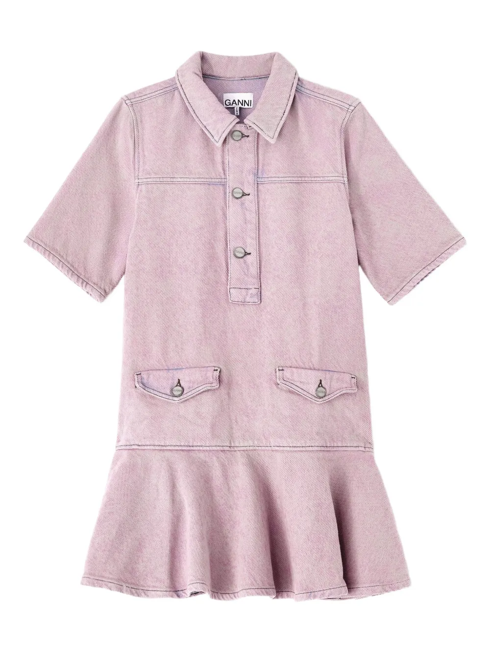 

Джинсовое платье мини Ganni, розовый