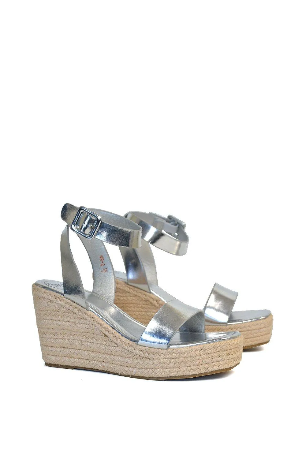 Босоножки 'Linda' на плетеной танкетке на платформе с ремешками XY London, цвет metallic silver — фото 2