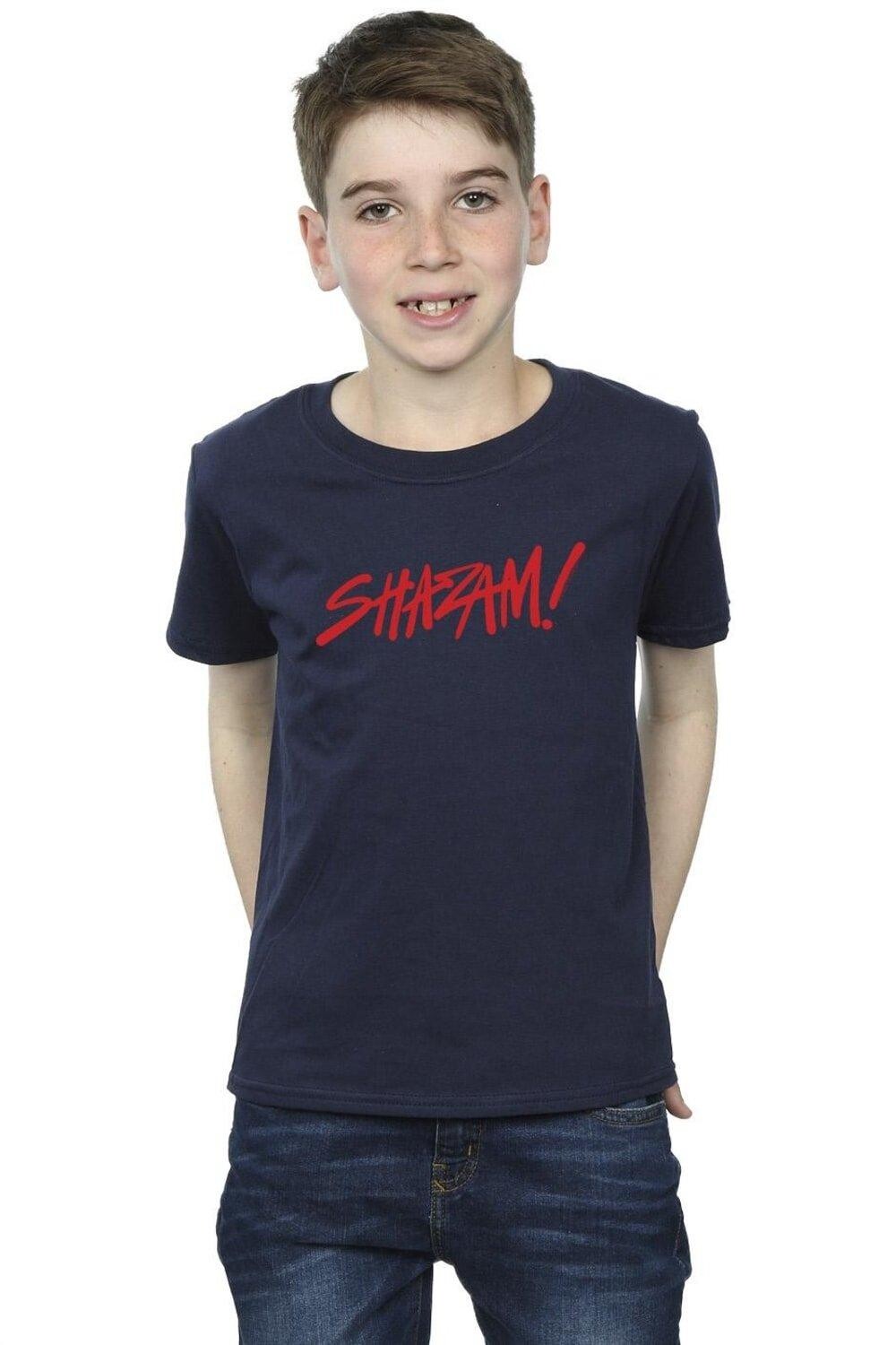 

Футболка с логотипом Shazam Fury Of The Gods в виде аэрозольной краски DC Comics, темно-синий, Черный, Футболка с логотипом Shazam Fury Of The Gods в виде аэрозольной краски DC Comics, темно-синий