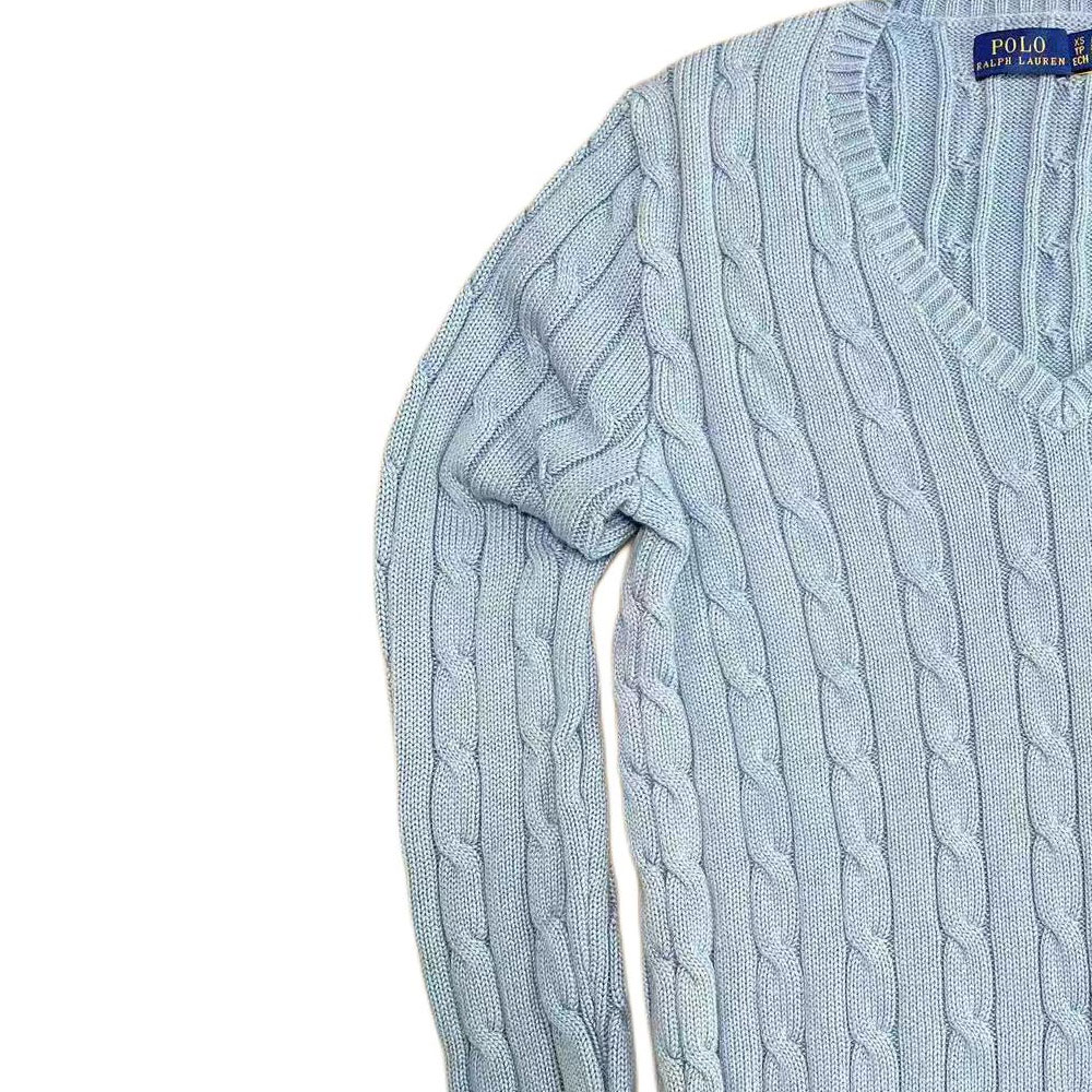Футболка поло FW24 вязаная женская дымчато-голубая Polo Ralph Lauren — фото 4