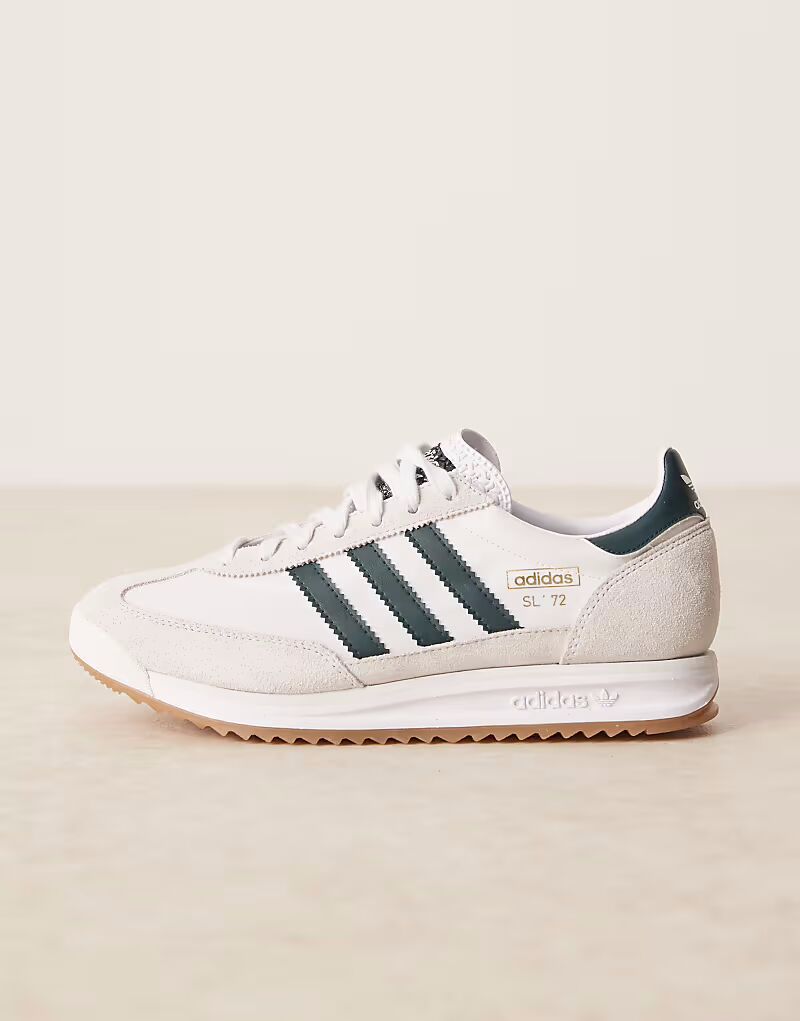 Кроссовки Adidas Originals SL 72 RS белого и темно-зеленого цвета — фото 2