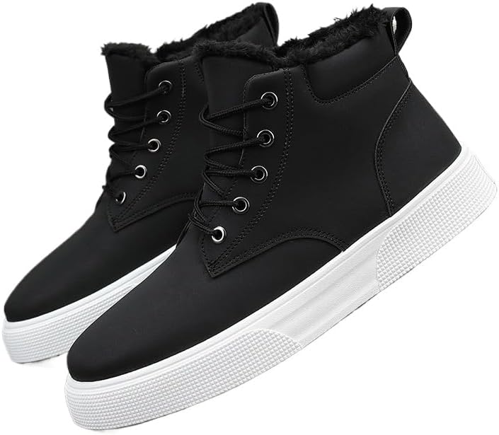 

Зимние ботинки Qacksv для мужчин с теплым мехом, повседневные кроссовки, удобные модные ботинки на шнуровке, утепленные, нескользящие, для ежедневной ходьбы в холодную погоду, черный