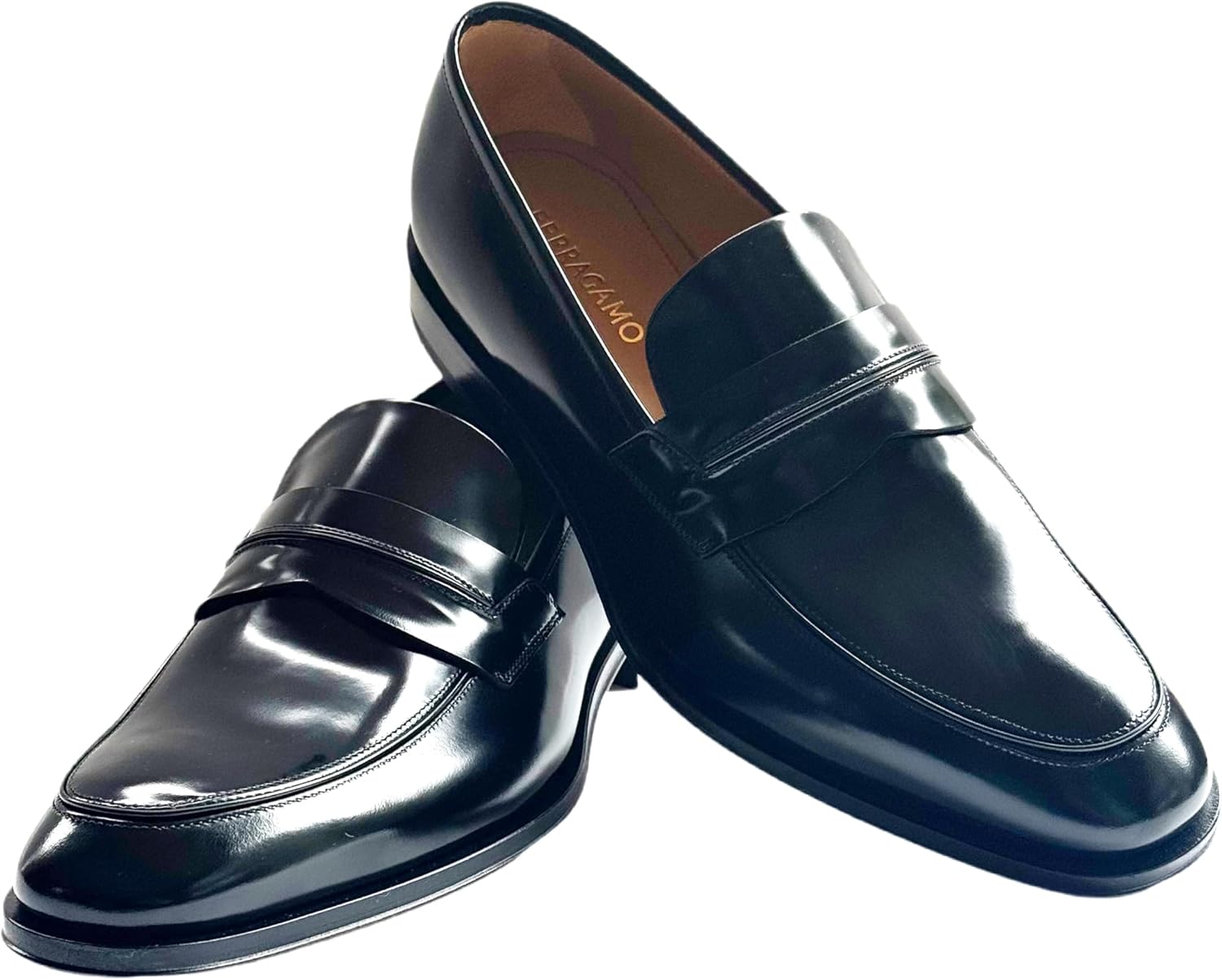 Мужские лоферы Ferragamo Felipe из черной телячьей кожи Penny, модель на процесс вставки (Salvatore) — фото 2