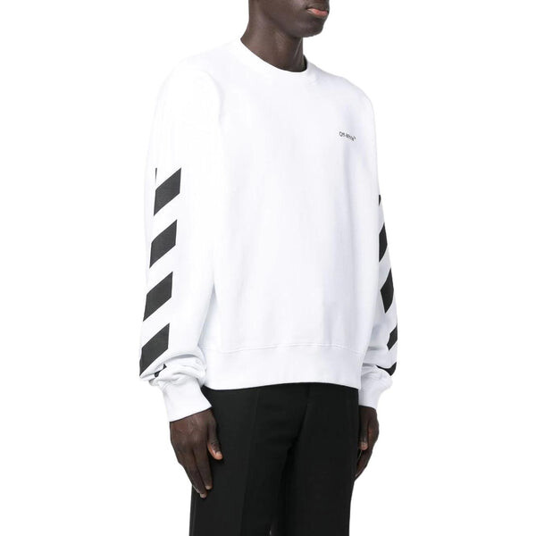 Толстовка Men's OFF-WHITE FW22 Side Stripe Alphabet Printing Straight Round Neck Long Sleeves Autumn White, белый — фото 3