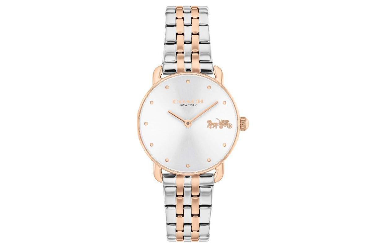 

COACH Кварцевые наручные часы с ремешком из нержавеющей стали и белым циферблатом, унисекс