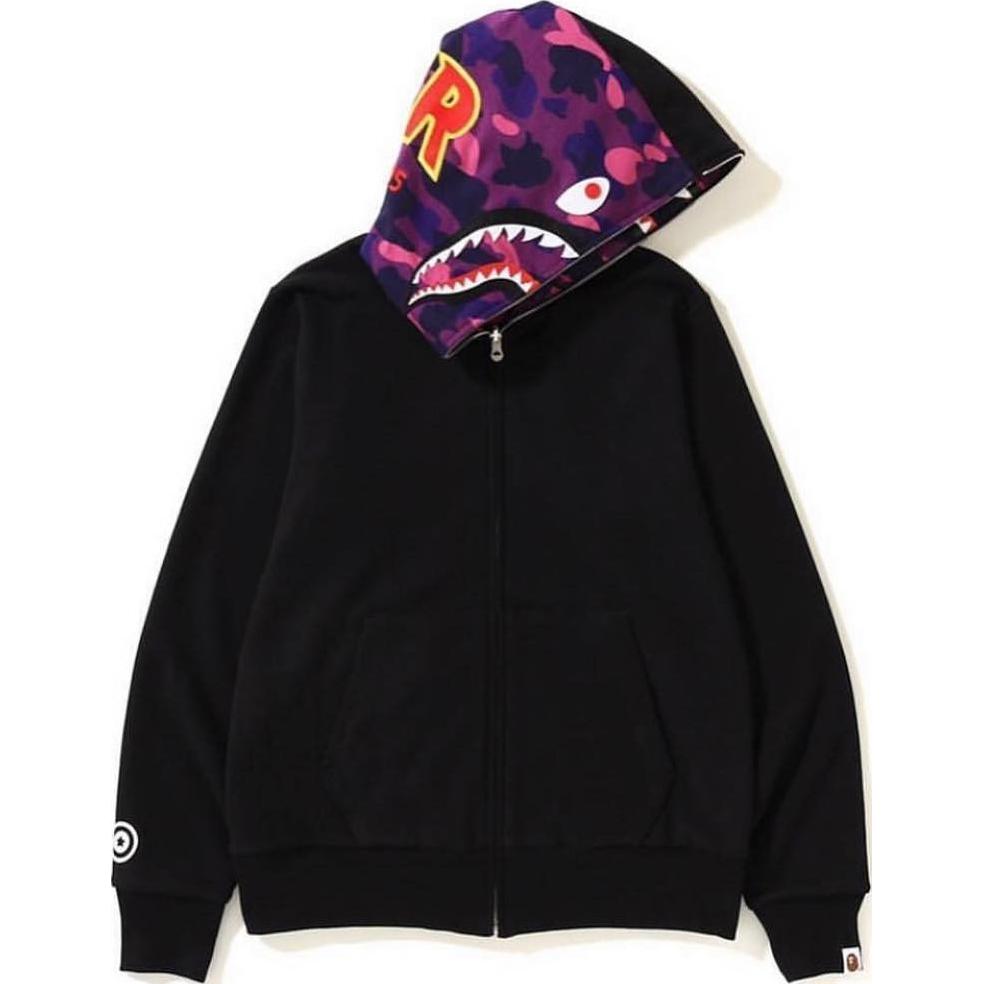 Bape Color Camo Reversible Ponr Shark худи на молнии A BATHING APE, черный/синий — фото 4