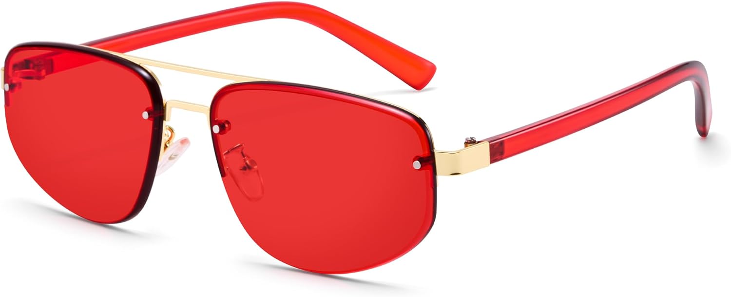 

Солнцезащитные очки Pro Acme Retro Aviator для мужчин и женщин, с двойной перемычкой, легкие металлические солнцезащитные очки в винтажном стиле для вождения, Gold/Red